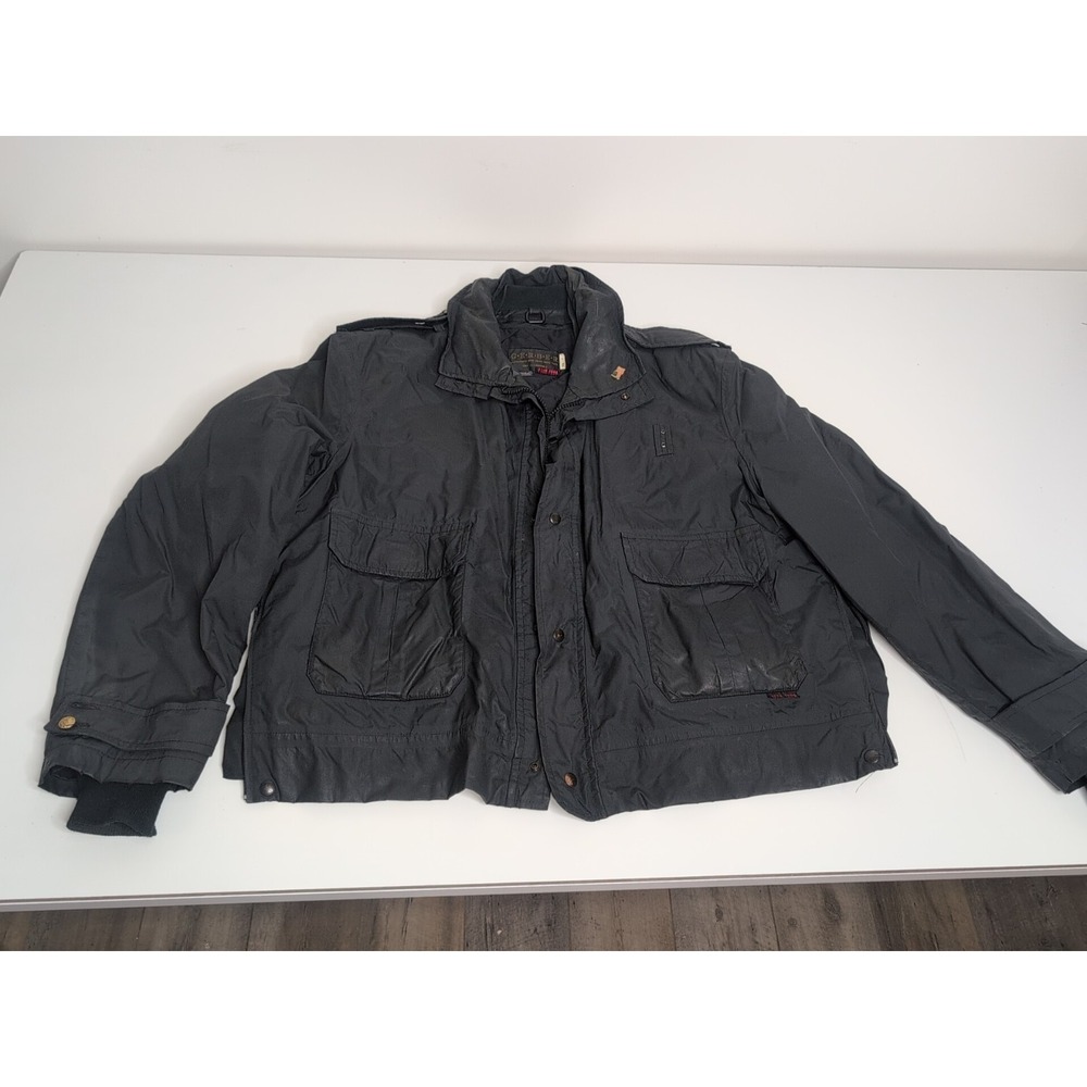 Vtg Gerber Jacket Navy Blue NFPA 1999 Thinsulate Mens L-XL Zip Liner Gold Button